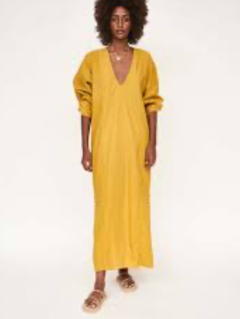 V-Neck Long Sleeve Maxi Dress in Mustard never worn